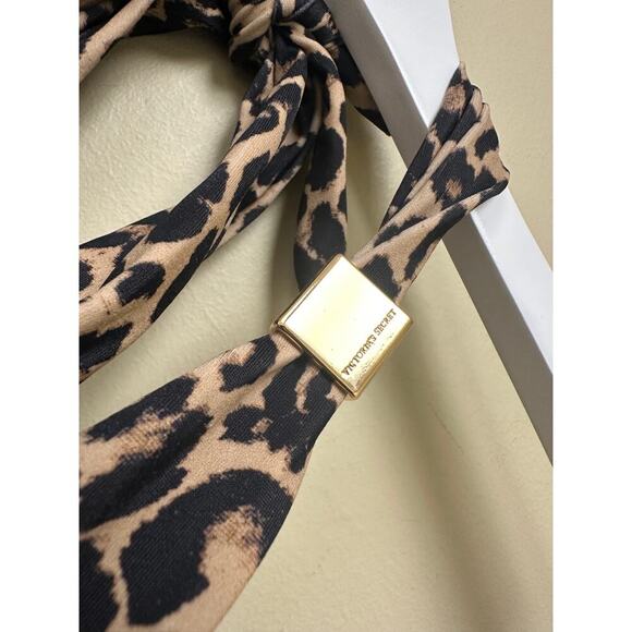 NWT Victoria Secret Medium Tan Black Leopard Halter One Piece Swimsuit Vacation - Picture 5 of 12